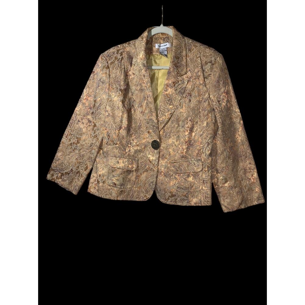 Vintage Blazer Fancy Lady 80's gold size 16 - Picture 2 of 7